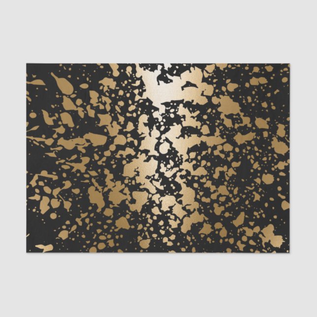 Black and Golden Metallic Brush Tissue Paper (Front)
