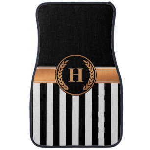Black and Golden Monogram Car Floor Mat