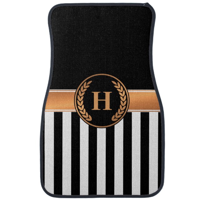 Black and Golden Monogram Car Floor Mat (Front)