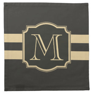 Black and Golden Monogram Cloth Napkin