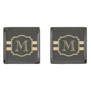 Black and Golden Monogram Cufflinks