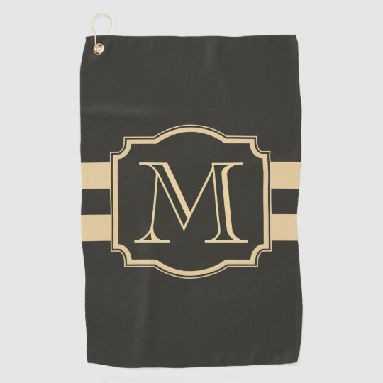 Black and Golden Monogram Golf Towel | Zazzle.com