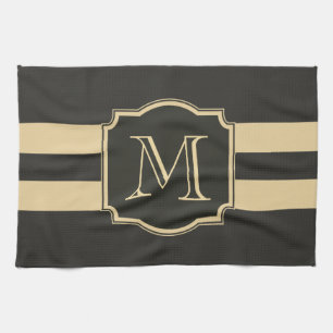 Black and Golden Monogram Kitchen Towel