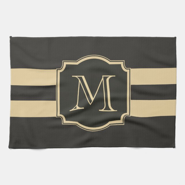 Black and Golden Monogram Kitchen Towel (Horizontal)