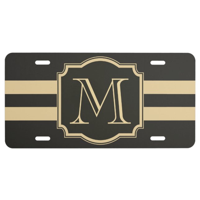 Black and Golden Monogram License Plate (Front)