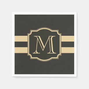 Black and Golden Monogram Napkins