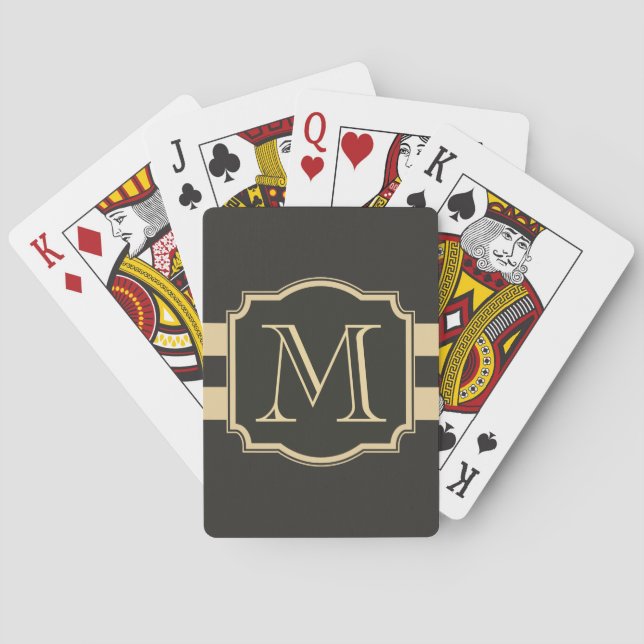Black and Golden Monogram Poker Cards (Back)