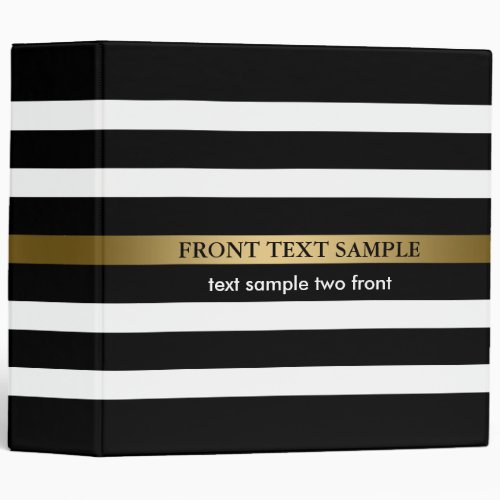 Black And Golden Stripes 3 Ring Binder