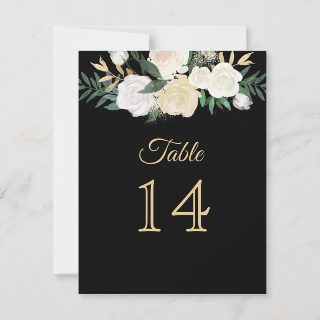 Black and Golden Table Number Cards (Front)