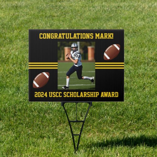 Black and Golden Yellow Football Themed Photo  Sign
