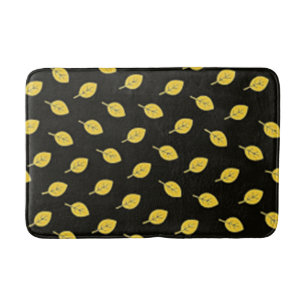 Black and Golden Yellow Leaves Bath Mat