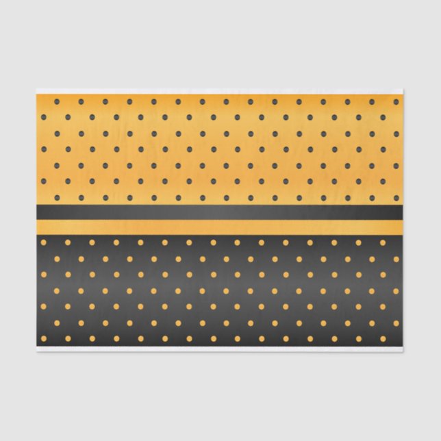 Black and Golden Yellow Polka Dot Pattern Tissue Paper (Front)