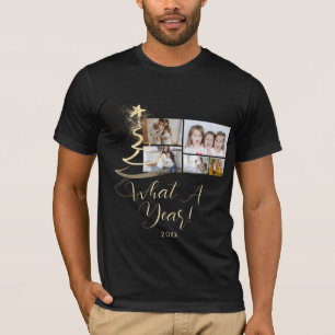 Black and Gradient Gold Glitter Tree 5 Photos T-Shirt