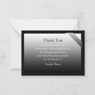 Black And Gradient Grey After Funeral Thank You Note Card
