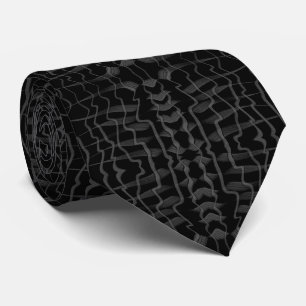 Black And Gray Abstract Feathered Floral Leaves Neck Tie