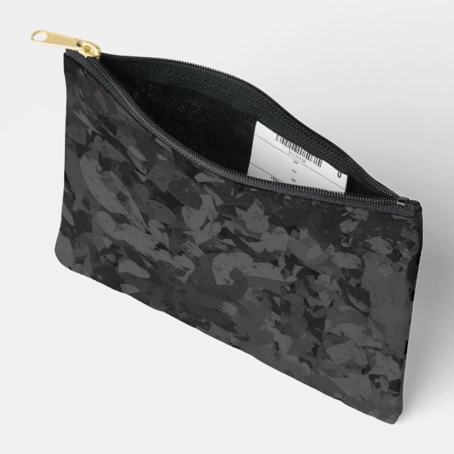 Black And Gray Abstract Graphic Art Design Accessory Pouch (Open)
