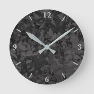 Black And Gray Abstract Graphic Art Design Round Clock