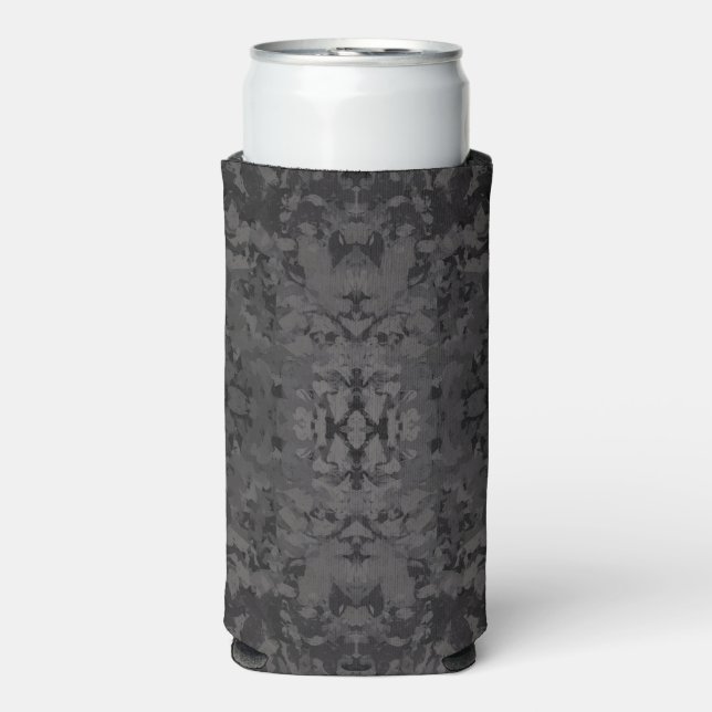 Black And Gray Abstract Graphic Art Design Seltzer Can Cooler (Seltzer Front)