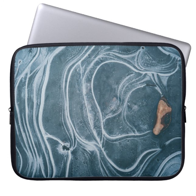 Black and gray abstract painting laptop sleeve (Front)