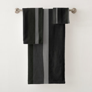 Black and Gray Abstract Stripes Bath Towel Set