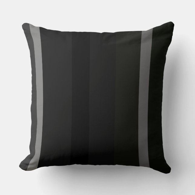 Black and Gray Abstract Stripes Throw Pillow (Front)