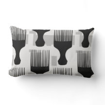 Black and gray afro comb Throw Pillow