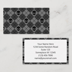 Black and Gray Alien Argyle Pattern Business Card
