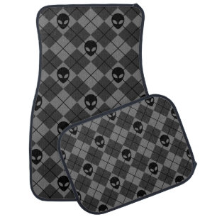 Black and Gray Alien Argyle Pattern Car Floor Mat