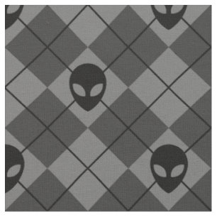 Black and Gray Alien Argyle Pattern Fabric