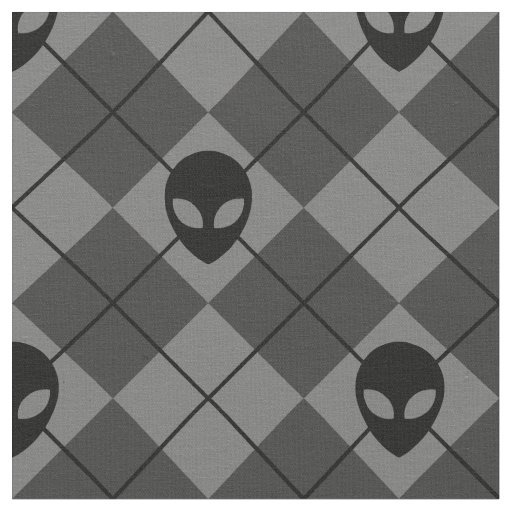 Black and Gray Alien Argyle Pattern Fabric