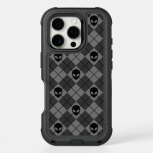 Black and Gray Alien Argyle Pattern iPhone 16 Pro Case