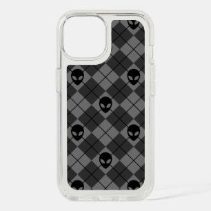 Black and Gray Alien Argyle Pattern iPhone 15 Case