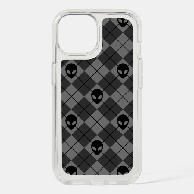 Black and Gray Alien Argyle Pattern Speck iPhone Case (Front)