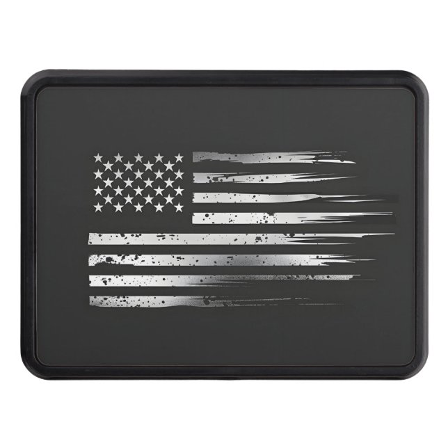 Black and gray American flag hitch cover (Front)