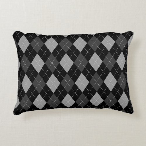 Black and Gray Argyle Accent Pillow