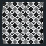 Black and Gray Argyle Paw Print Pattern Bandana<br><div class="desc">Introducing our stylish black, gray, and white argyle design featuring adorable paw prints, the perfect blend of sophistication and pet-inspired charm. This eye-catching design combines the classic argyle pattern with playful paw prints, creating a unique and fashionable look. The argyle pattern exudes a timeless and refined aesthetic, while the whimsical...</div>