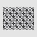 Black and Gray Argyle Paw Print Pattern Tissue Paper
