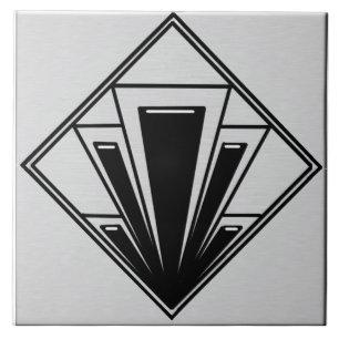 Black and Gray Art Deco Ceramic Ceramic Tile