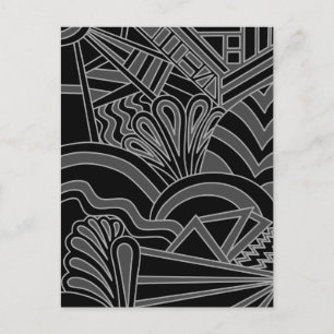 Black and Gray Art Deco Design. Postcard
