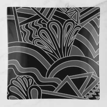 Black And Gray Art Deco Design. Trinket Tray by Graphics_By_Metarla at Zazzle