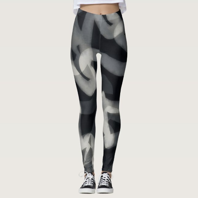 Black and Gray Art Leggings (Front)