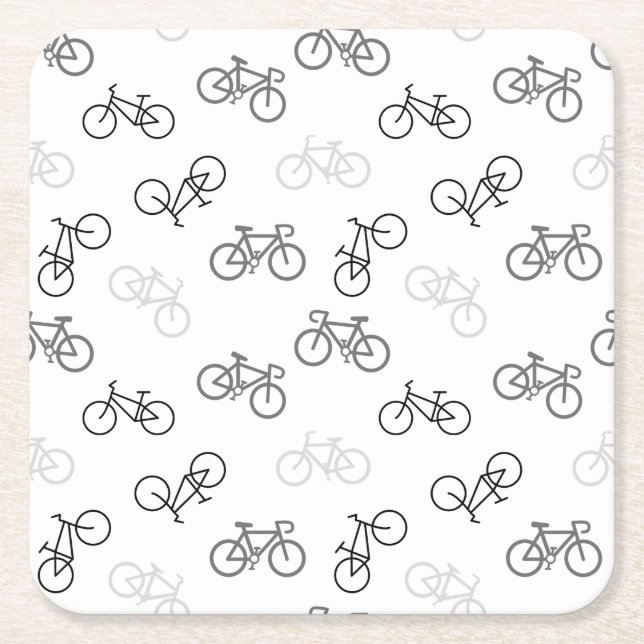 Black and Gray Bikes Square Paper Coaster (Front)