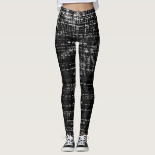 Black and Gray Binary Code Digital Art  Leggings
