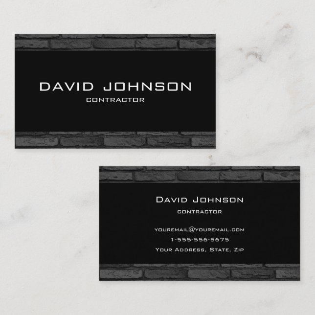 Black and Gray Brick Simple Design Business Card (Front/Back)