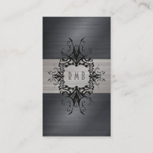 Black And Gray Brushed Aluminum Metal Look Business Card