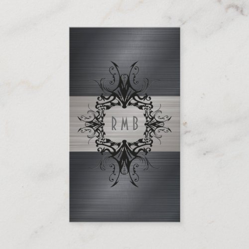 Black And Gray Brushed Aluminum Metal Look Business Cards