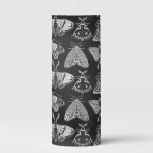 Black And Gray Butterflies Pillar Candle