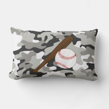 Black And Gray Camo Baseball Bat And Ball Pillow by greatgear at Zazzle