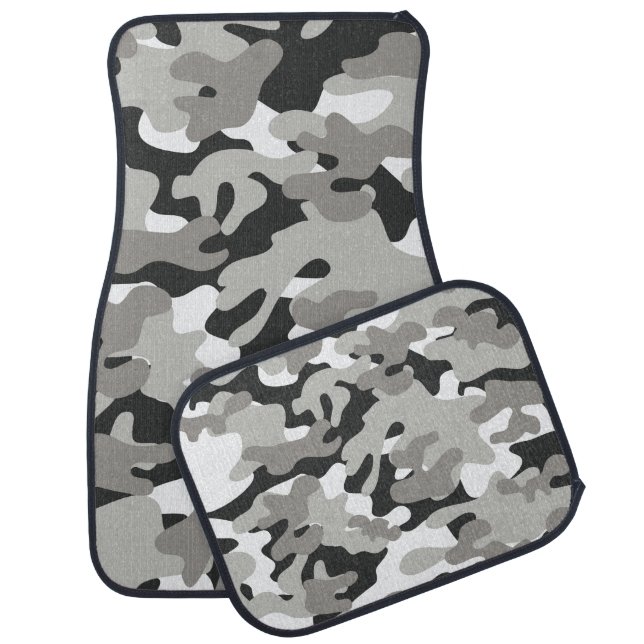 Black and Gray Camo Design Car Mat (Set)