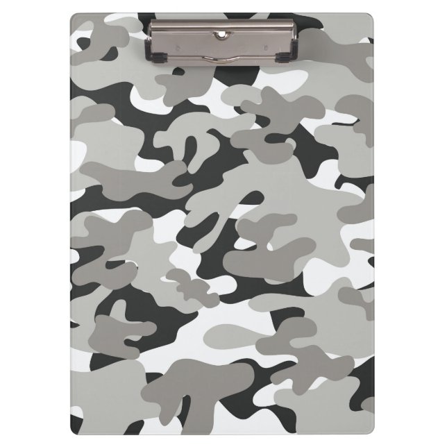 Black and Gray Camo Design Clipboard (Front)